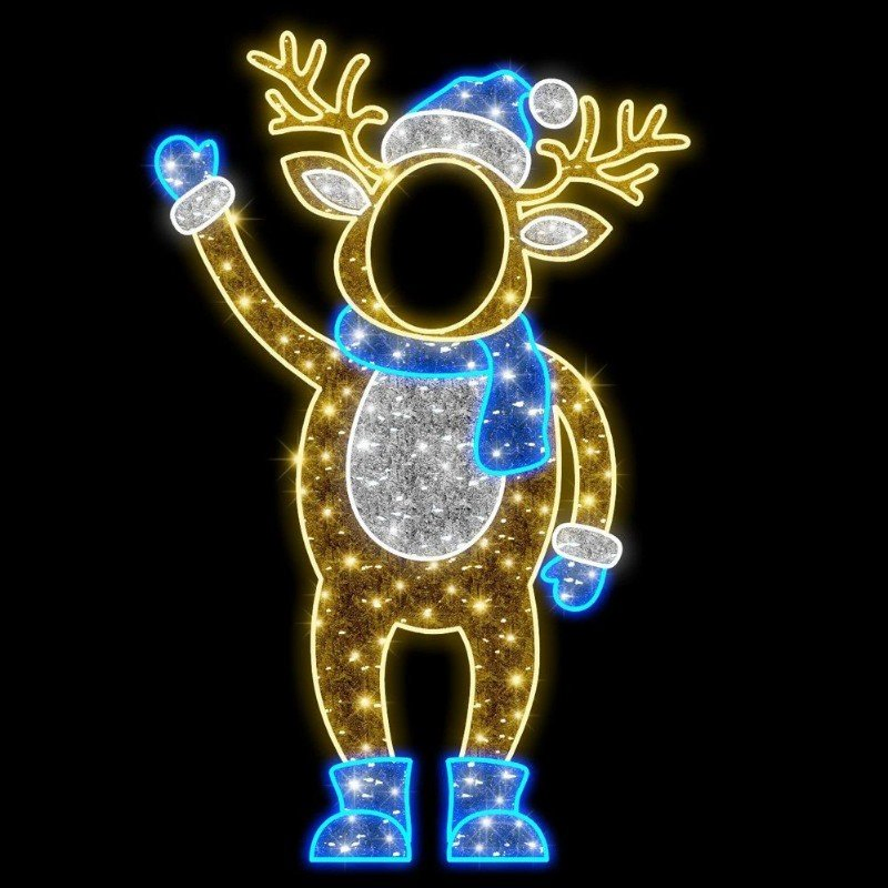 Iluminação de Projetor de Motivo de Rena LED para Exterior 3D Ornamento de Natal Luzes de Jardim