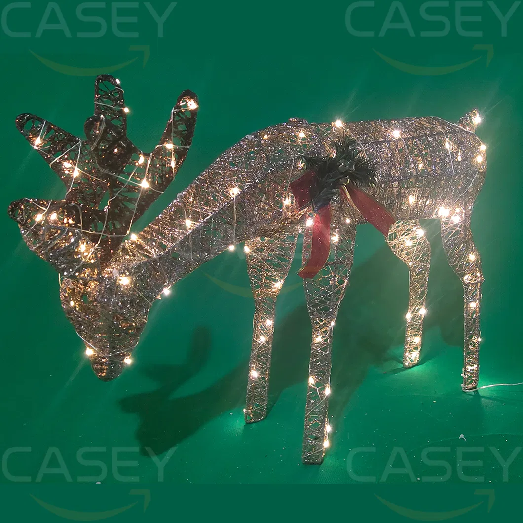 Conjunto de Família de Veados Grandes para Decoração de Natal ao Ar Livre com Luzes LED