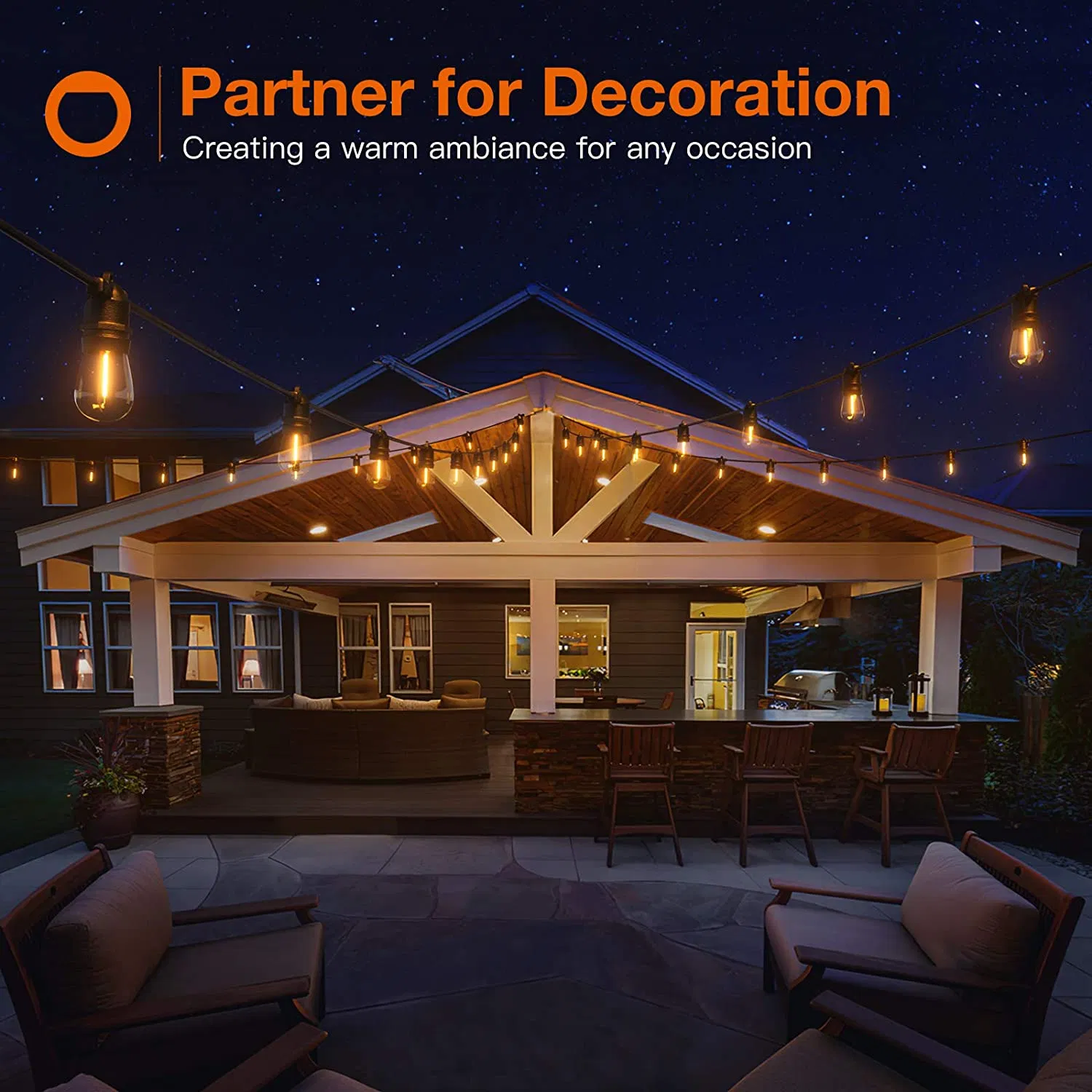 Luzes de Cordão LED Vintage Edison à Prova de Quebra Luzes Solares para Pátio de Quintal