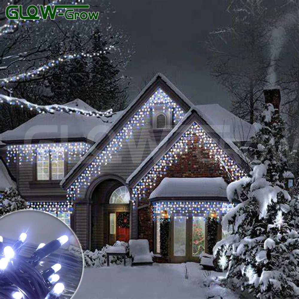 IP65 Luz de Natal LED branca à prova d'água com efeito de piscar para decoração de jardim, casa e janela