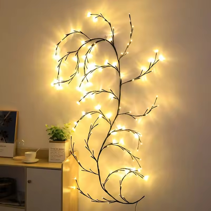 Luzes de Cordão de Videira Willow 7.55FT LED à Prova d'Água Luzes de Planta Artificial em Ramo 144LED Luz de Faixa de Videira Lâmpada de Parede