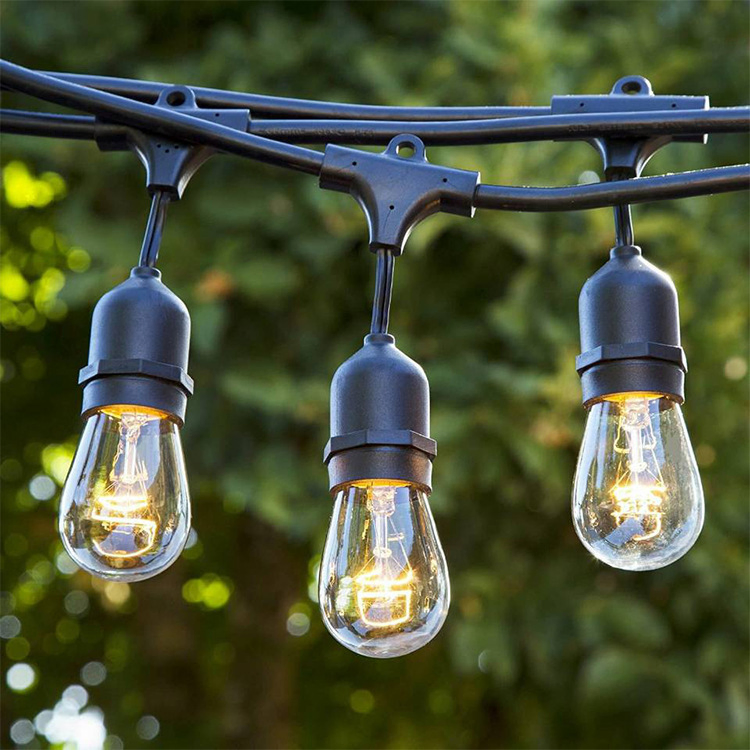 S14 Luz LED de Bulbo Edison ao Ar Livre para Decoração de Pátio e Jardim, Luzes de Cordão Vintage