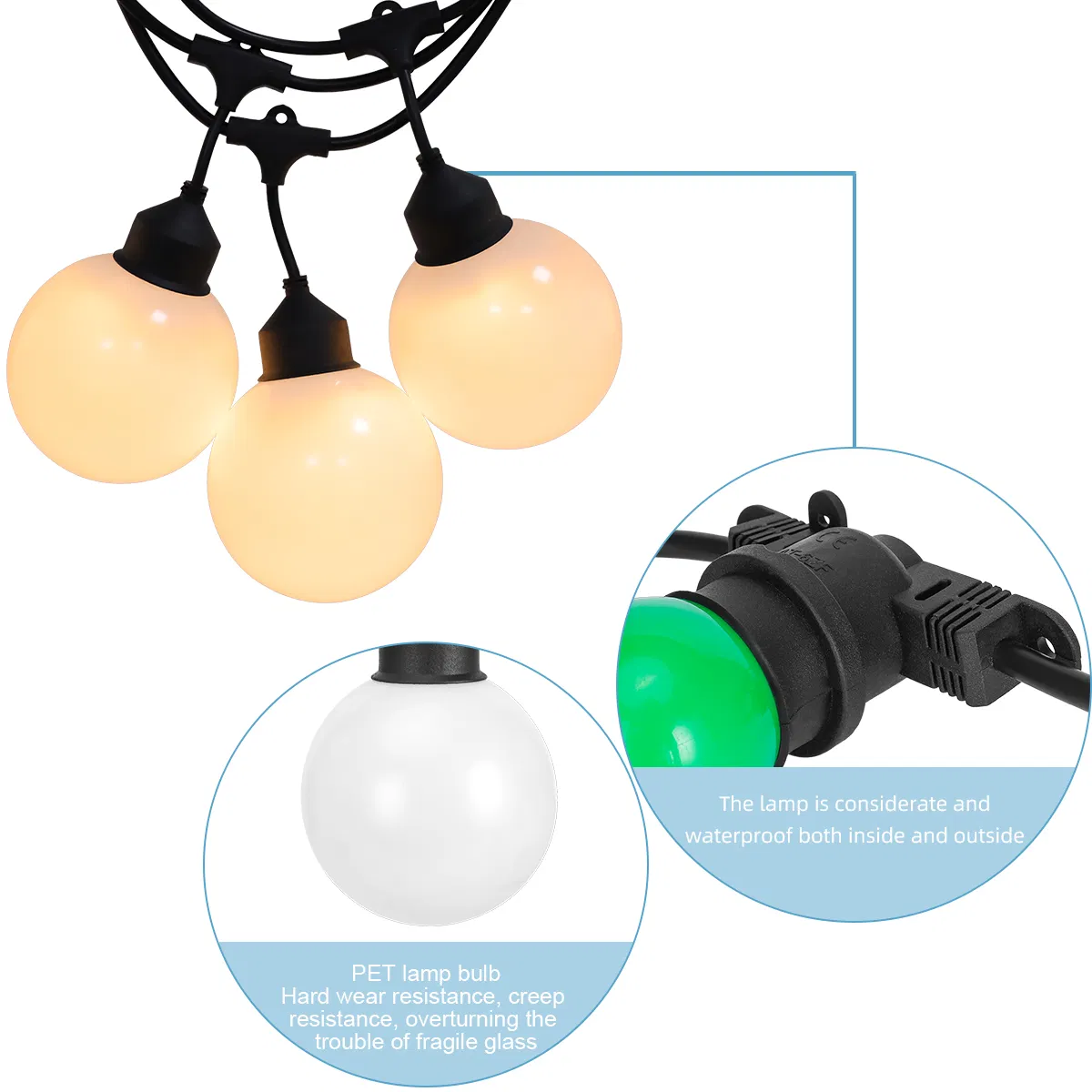G125 Luzes de Natal LED em Corda à Prova d'Água Shatterpro Luzes LED Comerciais para Pendurar Luzes Externas