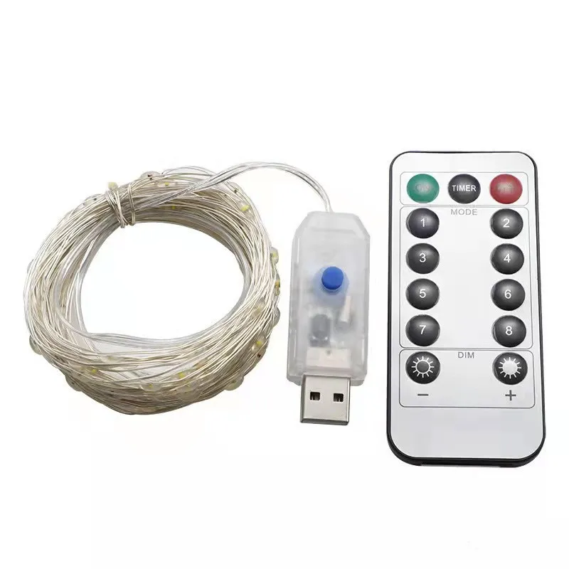 Fios de Luzes de Natal LED Decoração para Casa Impermeável Branco Quente Branco Frio/RGB Color10m 100m 200m Luzes de Fada LED com Controle Remoto Carregamento USB