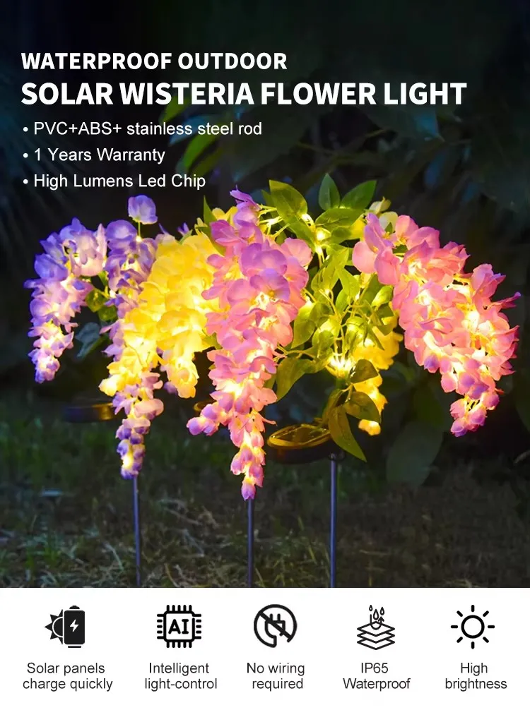 Luzes de Caminho Decorativas com Energia Solar para Jardim Externo