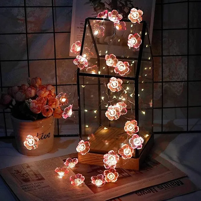 Guirlanda de flores de cerejeira com luzes de fada LED
