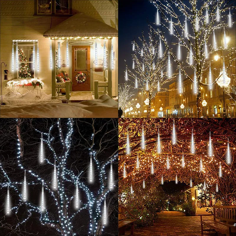 50cm 8 Tubos Luzes de Natal Decoração Externa Tubo Mini LED Luzes de Chuva de Meteoros