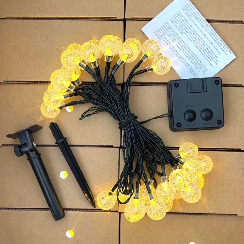 Fitas de Luzes LED Solares à Prova d'Água para Festa de Jardim ao Ar Livre Decoração de Natal com 3 Modos