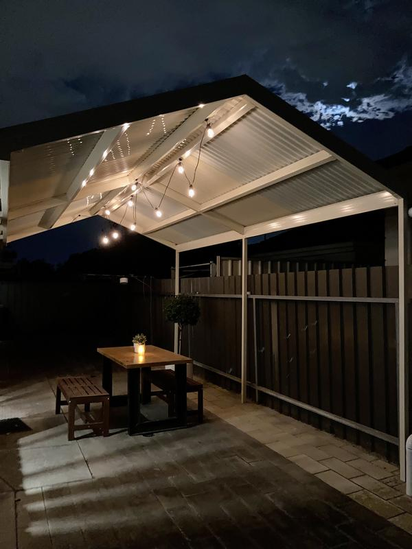 Luzes de Cordão Externas à Prova d'Água e Alimentadas por Energia Solar - 48 FT Lâmpadas Vintage Edison Criam Ambiente de Bistrô no Seu Pátio de Grau Comercial, à Prova de Quebra