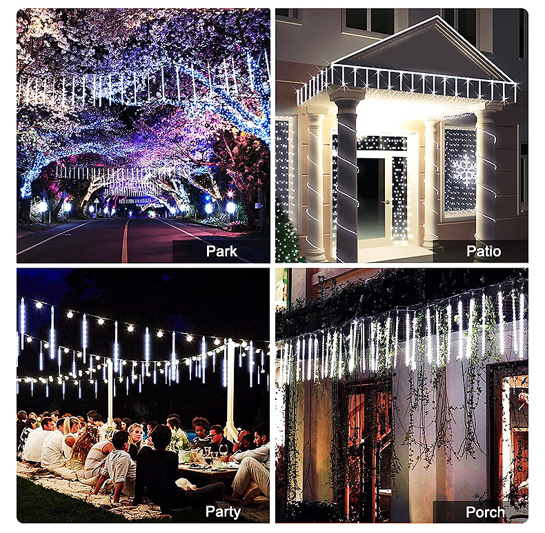 Conjunto de 10 Luz de Tubo de LED Azul Meteor Shower para Decoração de Jardim, Árvore e Feriados