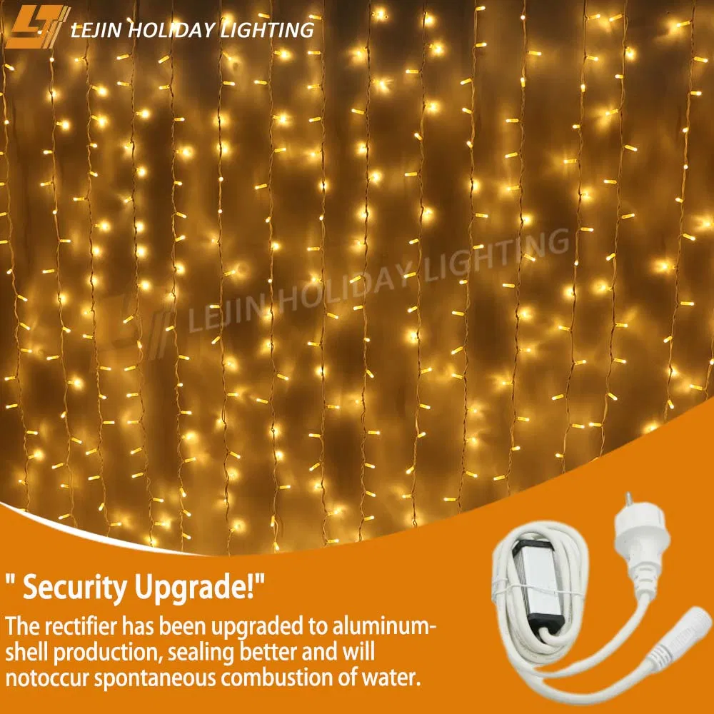 Decoração de Casamento em Shopping Mall para Festival ao Ar Livre à Prova d'Água Personalizada IP65 Luz de Cortina LED de Fio de Borracha Branco Quente