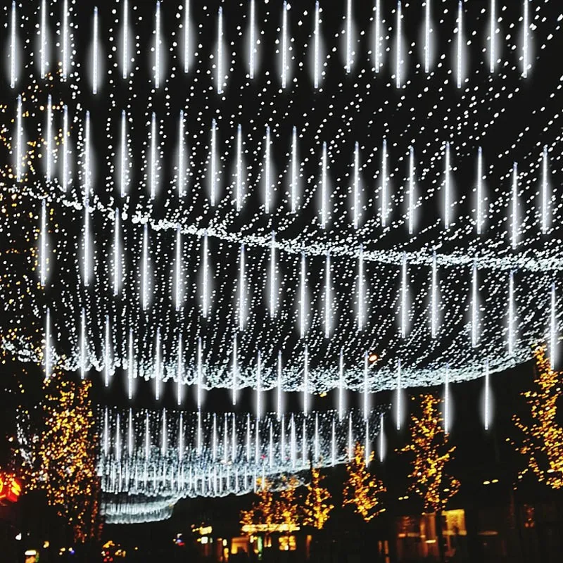 Árvore de Natal Decorações Brancas Luzes Casamento Festa Luzes de Chuva Meteoros