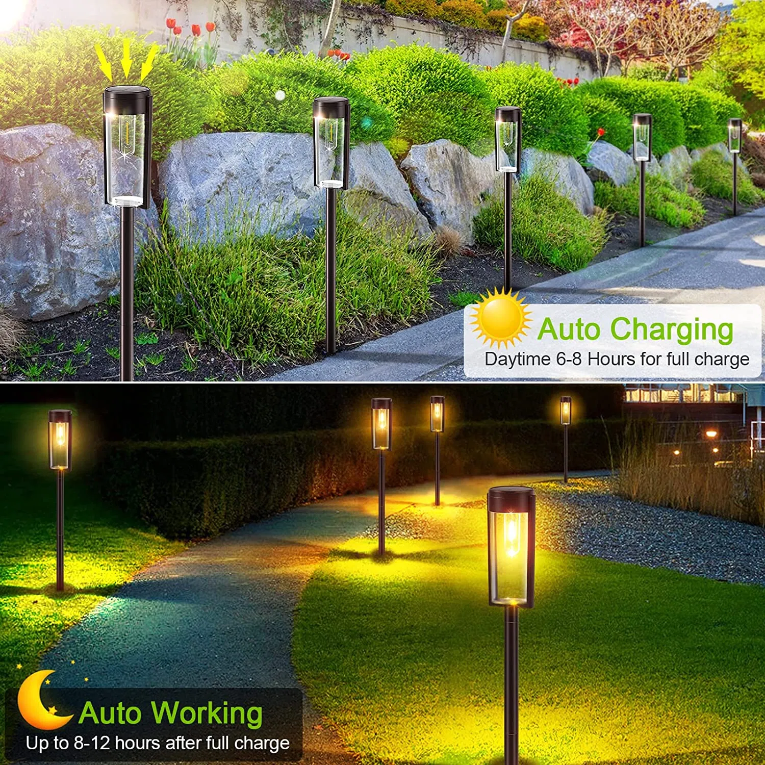 Iluminação de Caminho Solar para Jardim à Prova d'Água com Energia Solar