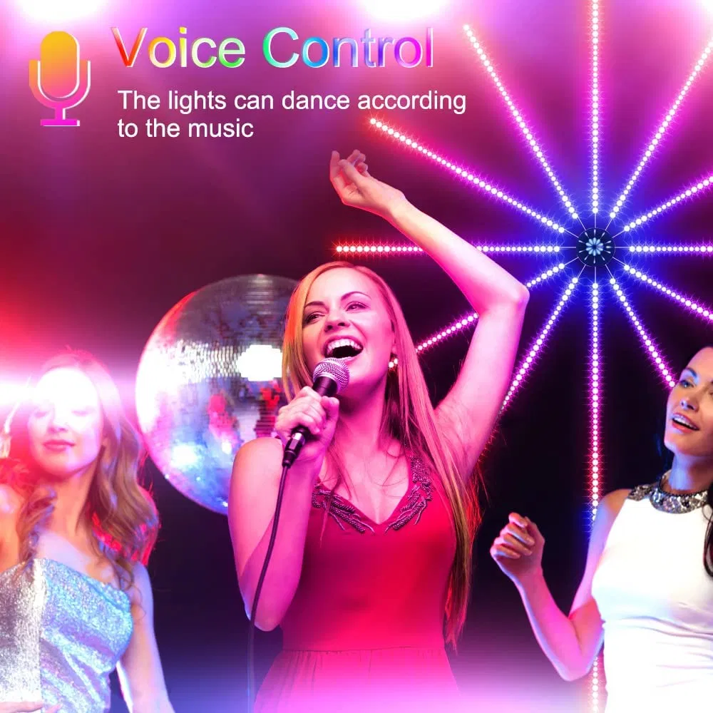 Controle de Som de Música por APP Bluetooth e Remoto, Luzes de Cordão de Estrela Cadente Meteor Shower DIY para o Festival de Natal, Fogo de Artifício, Guirlanda de Fadas para Exterior, Luzes Piscantes