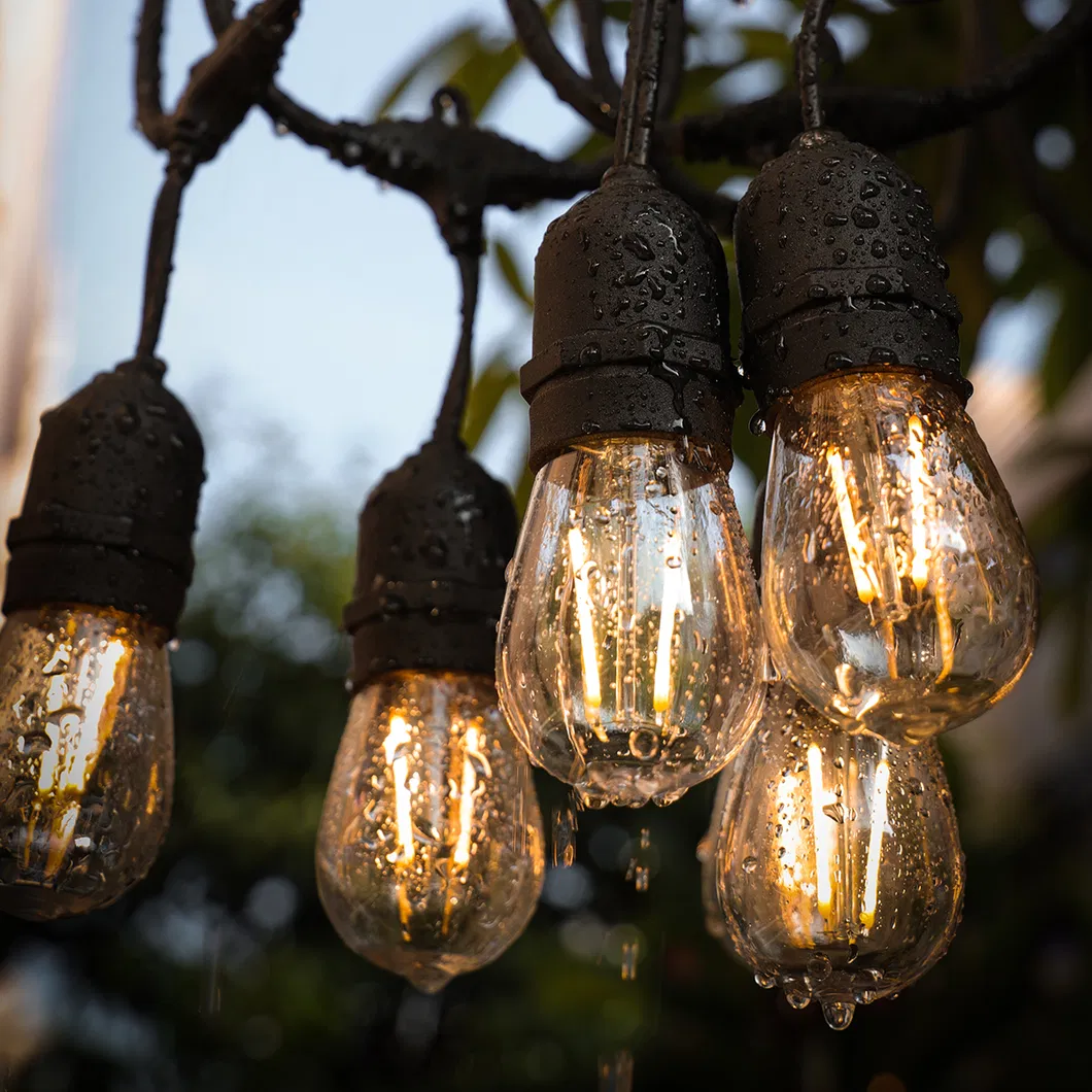 24-Light Interno Externo 25 FT. Luz de Cordão com S14 Lâmpadas LED de Filamento Duplo Iluminação de Férias