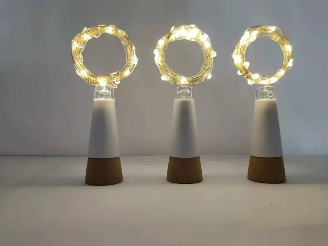 2m Luzes de Cordão 20PCS LED Branco Quente Festa Natal Decoração Casamento Alimentado por Baterias Carregamento USB Luz de Garrafa de Vinho