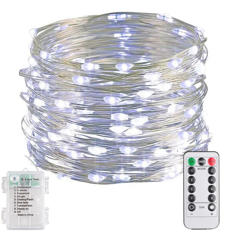 Fios de Luzes de Natal LED Decoração para Casa Impermeável Branco Quente Branco Frio/RGB Color10m 100m 200m Luzes de Fada LED com Controle Remoto Carregamento USB