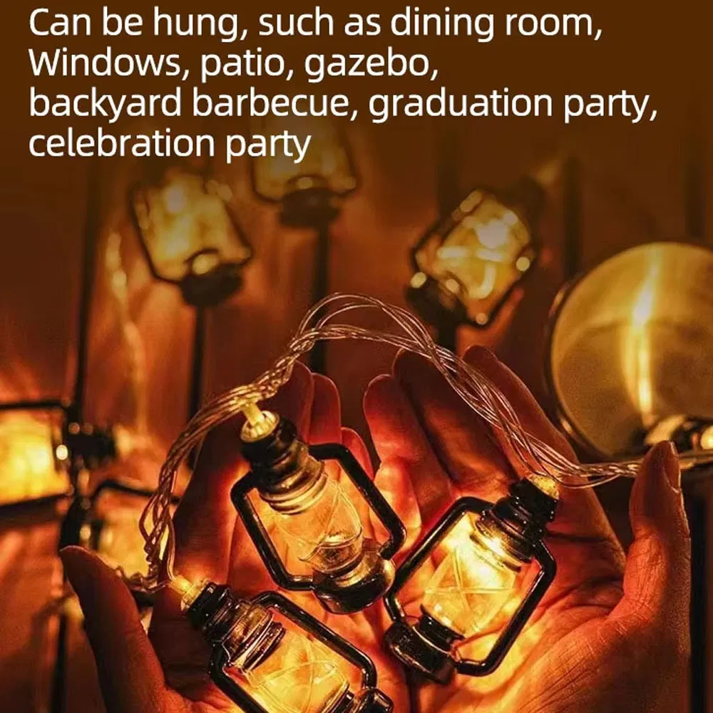 Decoração Mini LED Alimentada por Bateria Opulenta, Motivo LED Diverso, Luzes de Fada para Eid Moubarak, Ornamento de Cordão LED