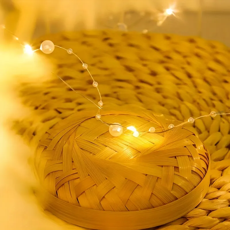2m 20LED Luzes de Cordão LED em Forma de Pérola Alimentadas por Bateria