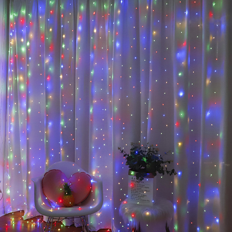 300LED Luzes de Fada com Cortina com 9.8X9.8FT Tom Quente Plug USB em 8 Modos para Casa