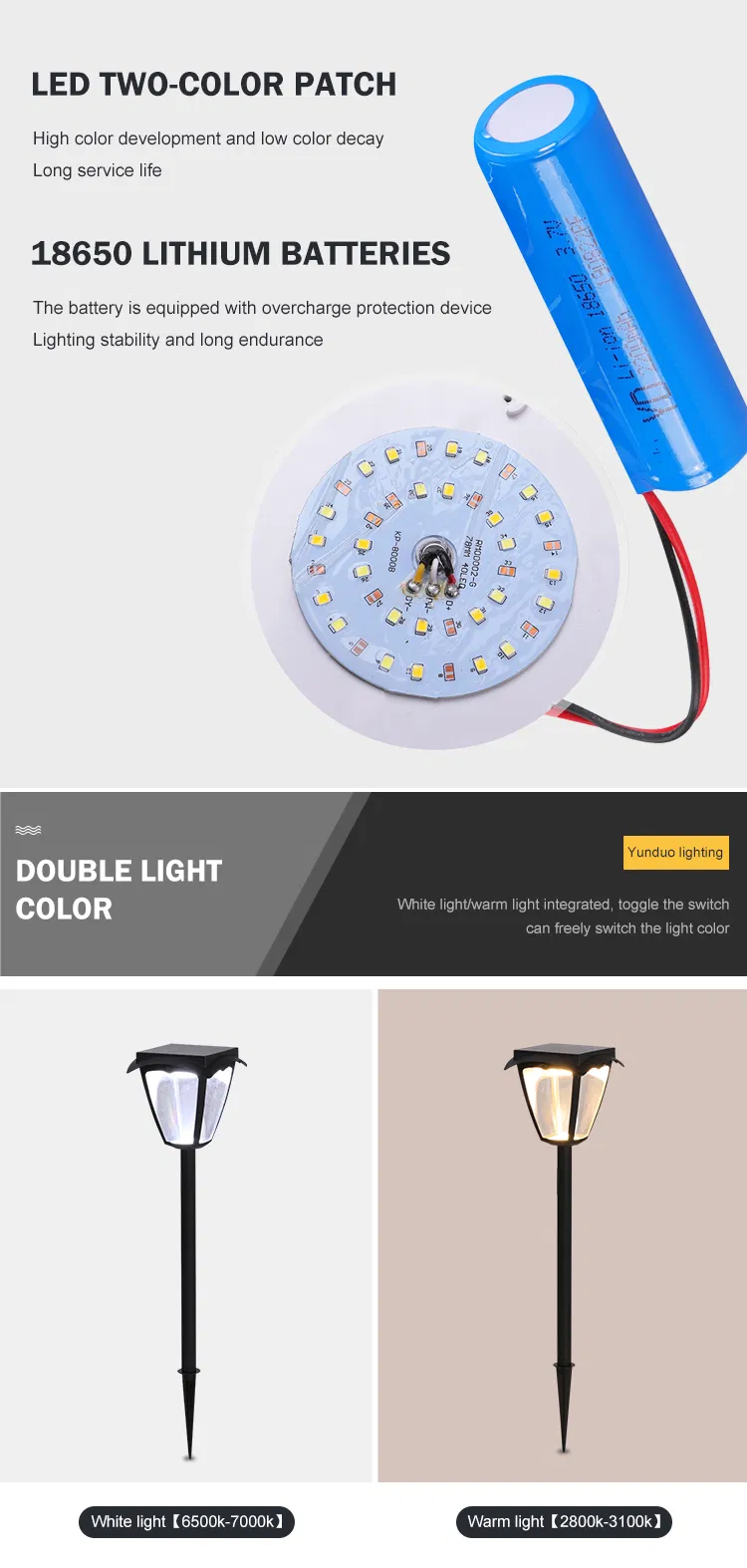 Lanterna de Jardim com Estaca Solar LED à Prova d'Água para Caminho Externo