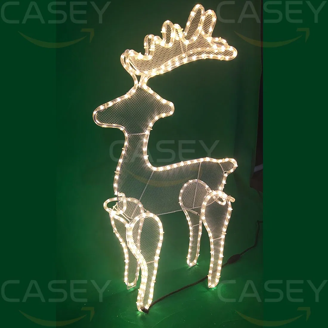 Conjunto de Família de Veados Grandes para Decoração de Natal ao Ar Livre com Luzes LED, Ornamentos de Férias Dourados Brilhantes, Decoração de Jardim para Casa, Gramado e Frente da Casa
