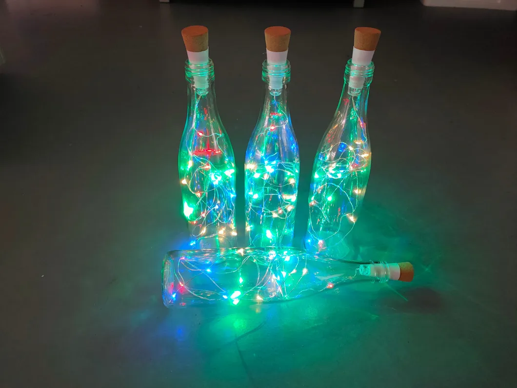 2m Luzes de Cordão 20PCS LED Branco Quente Festa Natal Decoração Casamento Alimentado por Baterias Carregamento USB Luz de Garrafa de Vinho
