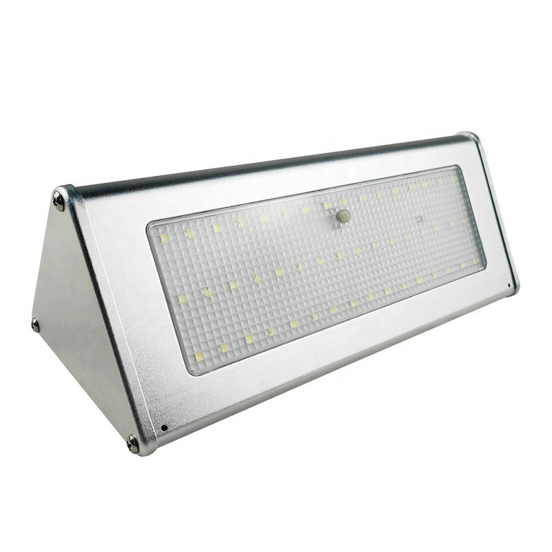 Lâmpada de Segurança Super Brilhante à Prova d'Água em Alumínio com Bateria de Lítio, 48 LEDs, 1100lm, Luz de Parede Solar com Sensor de Movimento por Radar
