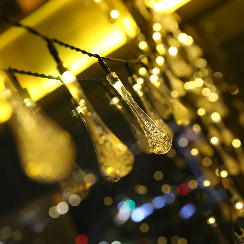 Luzes de Cordão em Forma de Gota de Água para Exterior à Prova d'Água para Jardins, Pátios, Quintais, Festas e Decoração de Feriados