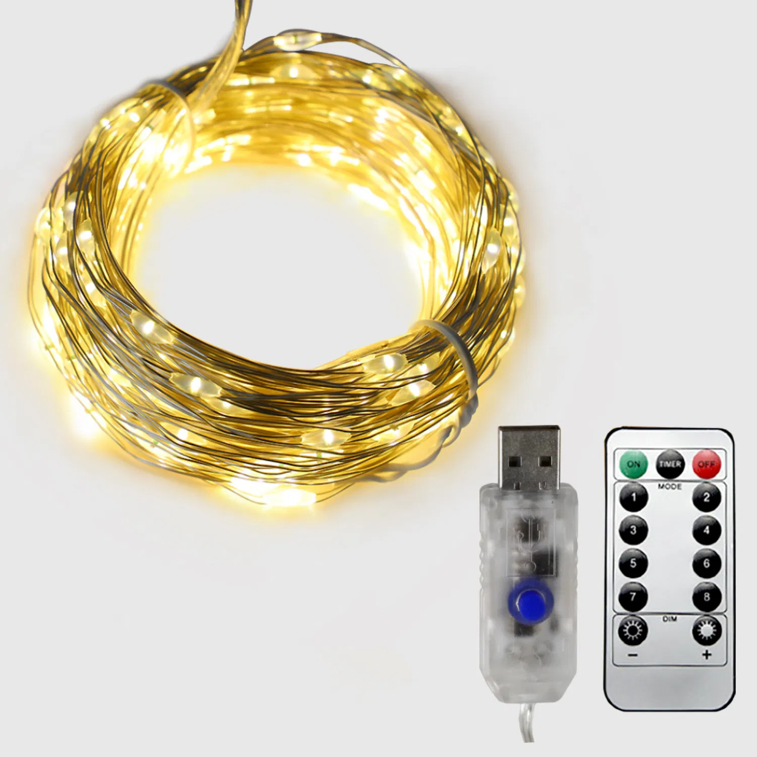 5m 10m Luzes de Fio de Cobre com 8 Funções Controle Remoto e Bateria