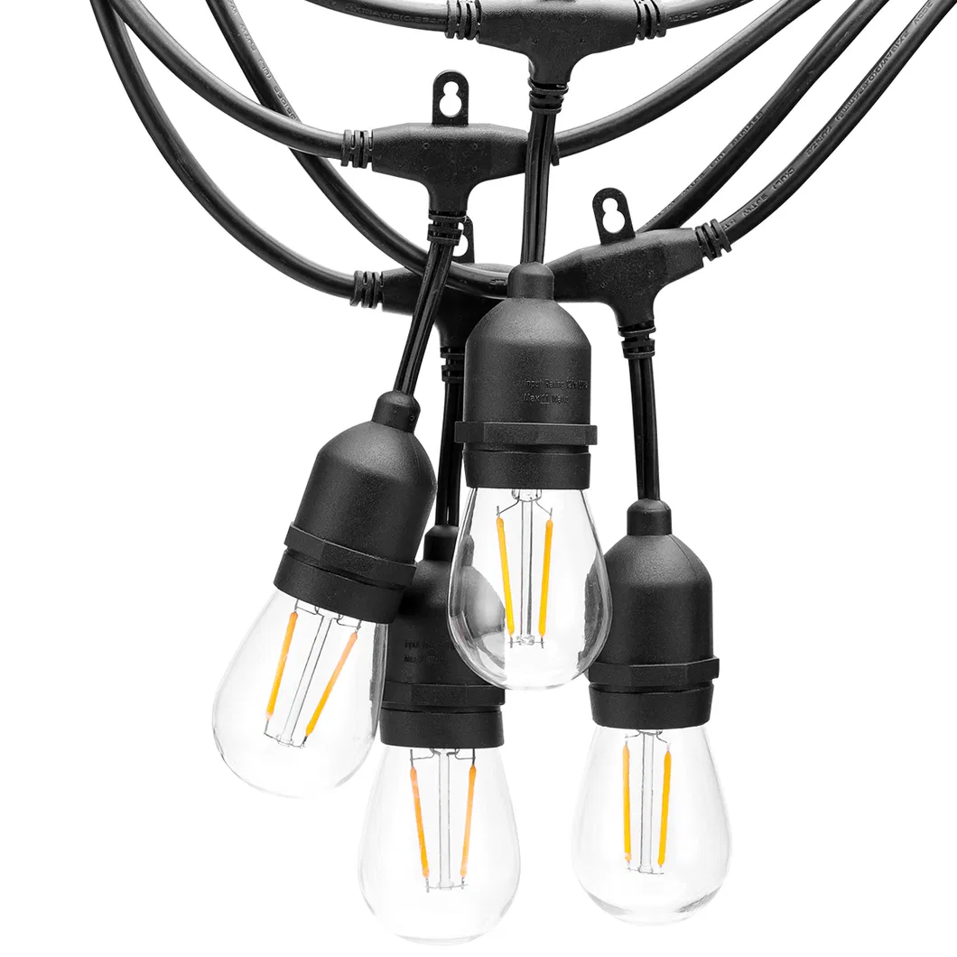 24-Light Interno Externo 25 FT. Luz de Cordão com S14 Lâmpadas LED de Filamento Duplo Iluminação de Férias