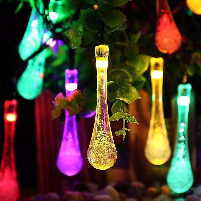 Luzes de Cordão em Forma de Gota de Água para Exterior à Prova d'Água para Jardins, Pátios, Quintais, Festas e Decoração de Feriados