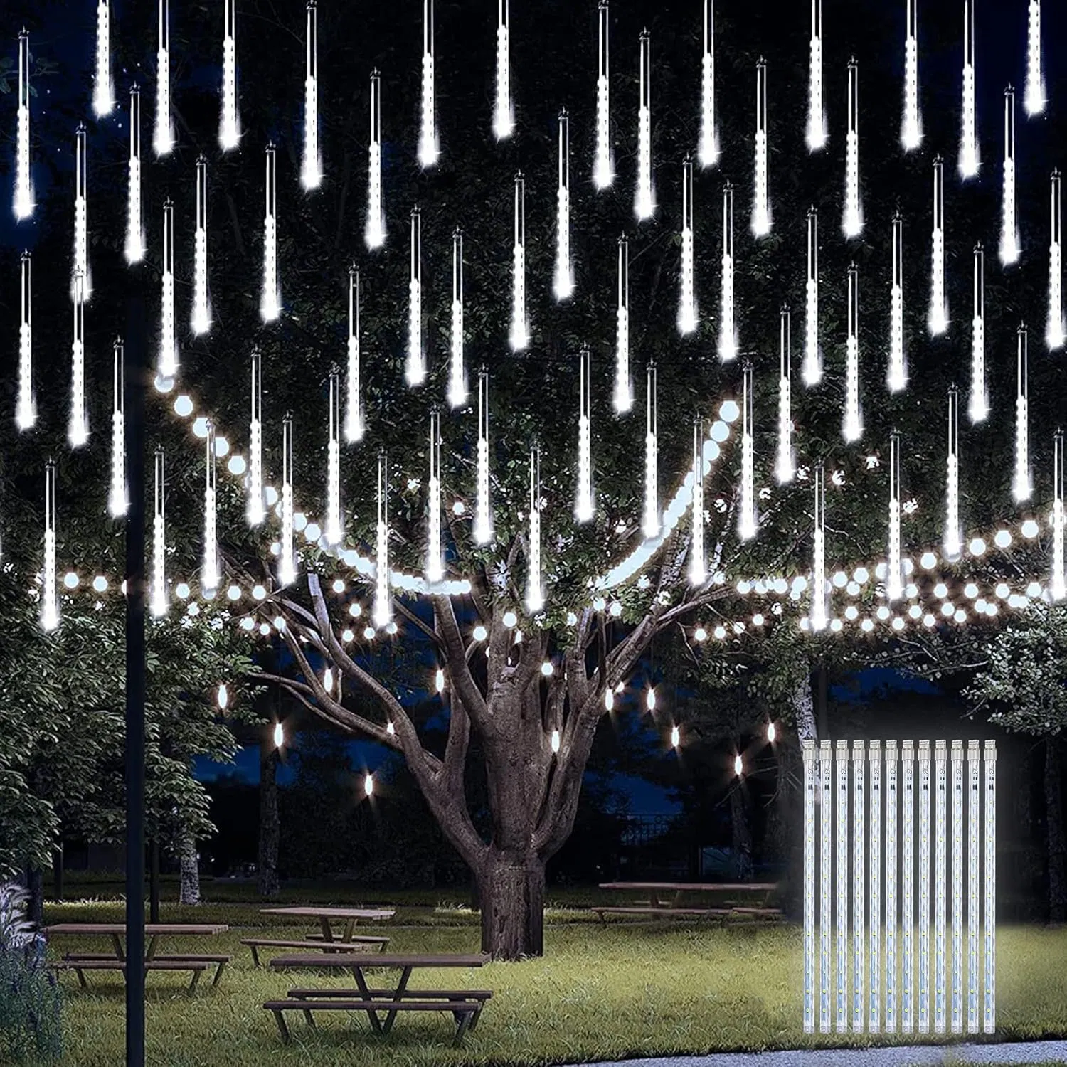 Árvore de Natal Decorações Brancas Luzes Casamento Festa Luzes de Chuva Meteoros