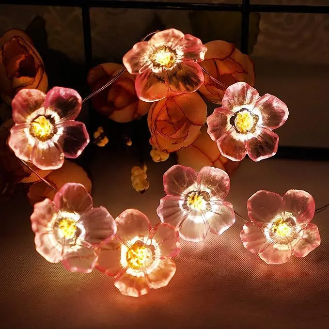 Guirlanda de flores de cerejeira com luzes de fada LED