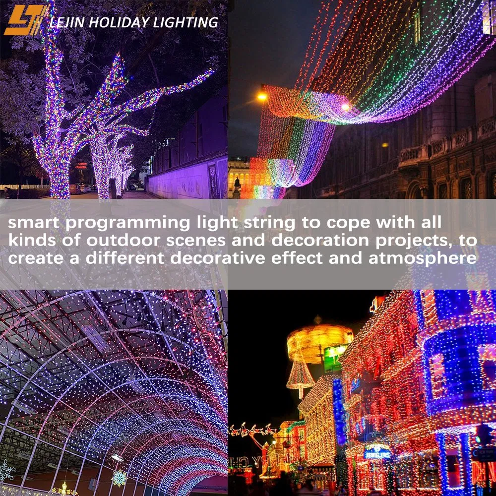 DMX 512 Programável DIY Ao Ar Livre Impermeável Borracha 10m 66V Personalizado Fada Natal Árvore Festival Decoração Luzes de String LED RGB