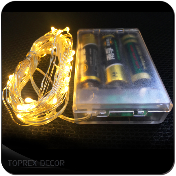 Enfeites de Árvore de Natal Temáticos Luzes de Fada LED com Fio de Cobre Puro Branco Quente Alimentadas por Bateria para o Quarto