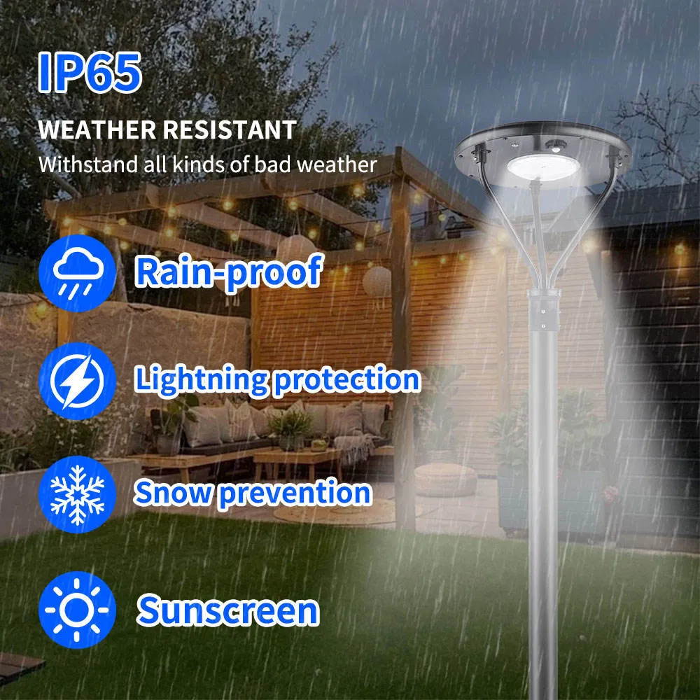 Lâmpada de Jardim Solar LED para Postes, Luz de Caminho Solar à Prova d'Água, Luz de Rua Solar LED para Exterior