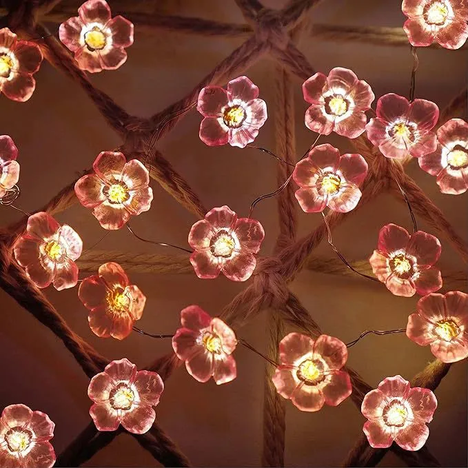 Guirlanda de flores de cerejeira com luzes de fada LED
