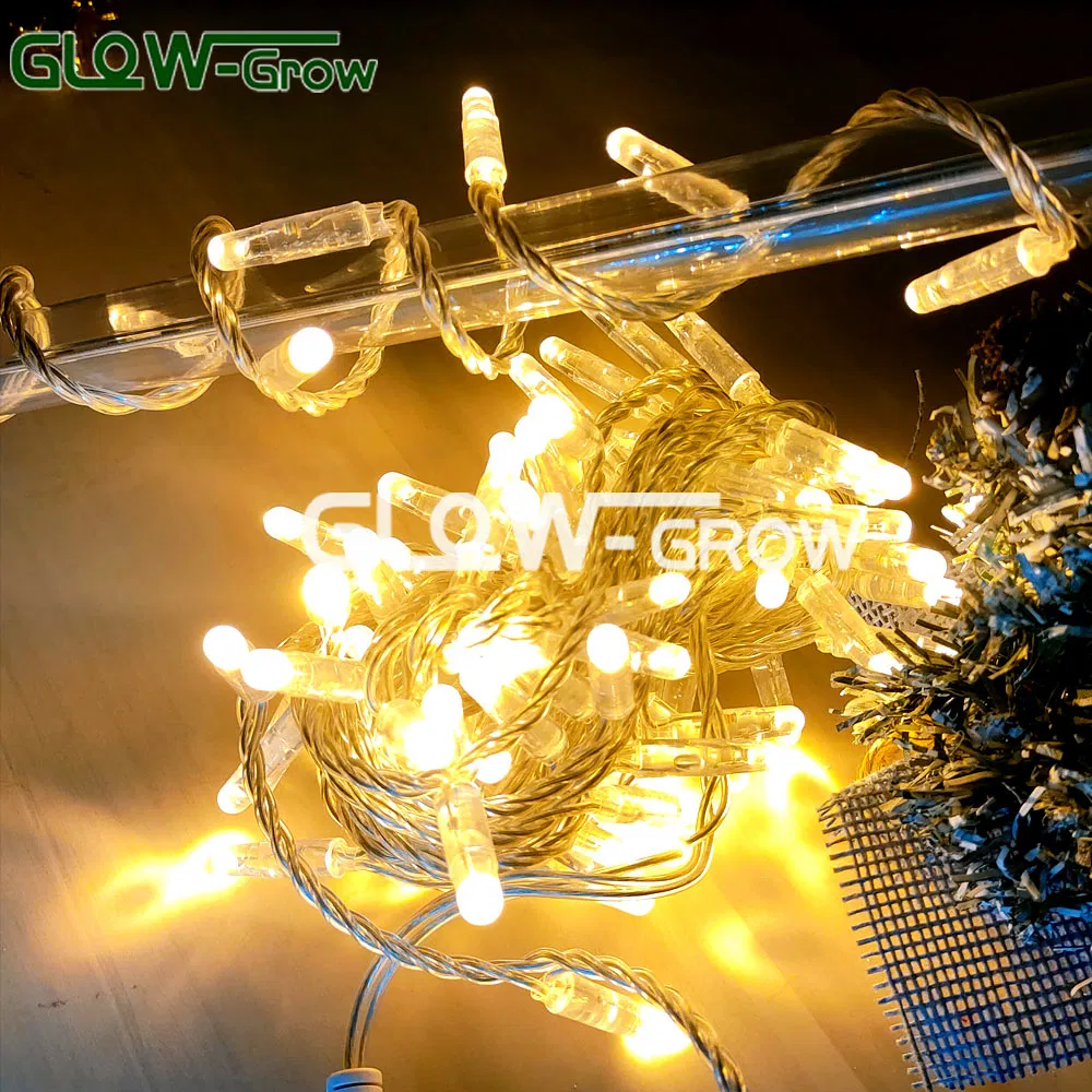 Fio de LED de Natal em Branco Quente CE RoHS PVC para Decoração de Férias ao Ar Livre no Pátio