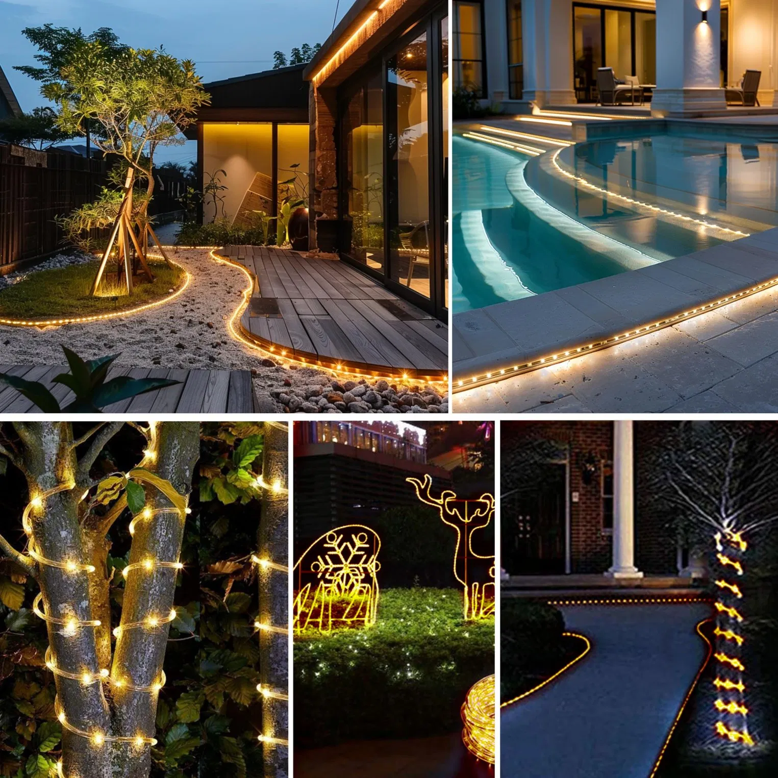 1.50FT 500LED Luzes de Cordão Solar Branco Quente, 8 Modos Luzes de Fada à Prova d'Água para Decoração de Natal em Jardim e Quintal