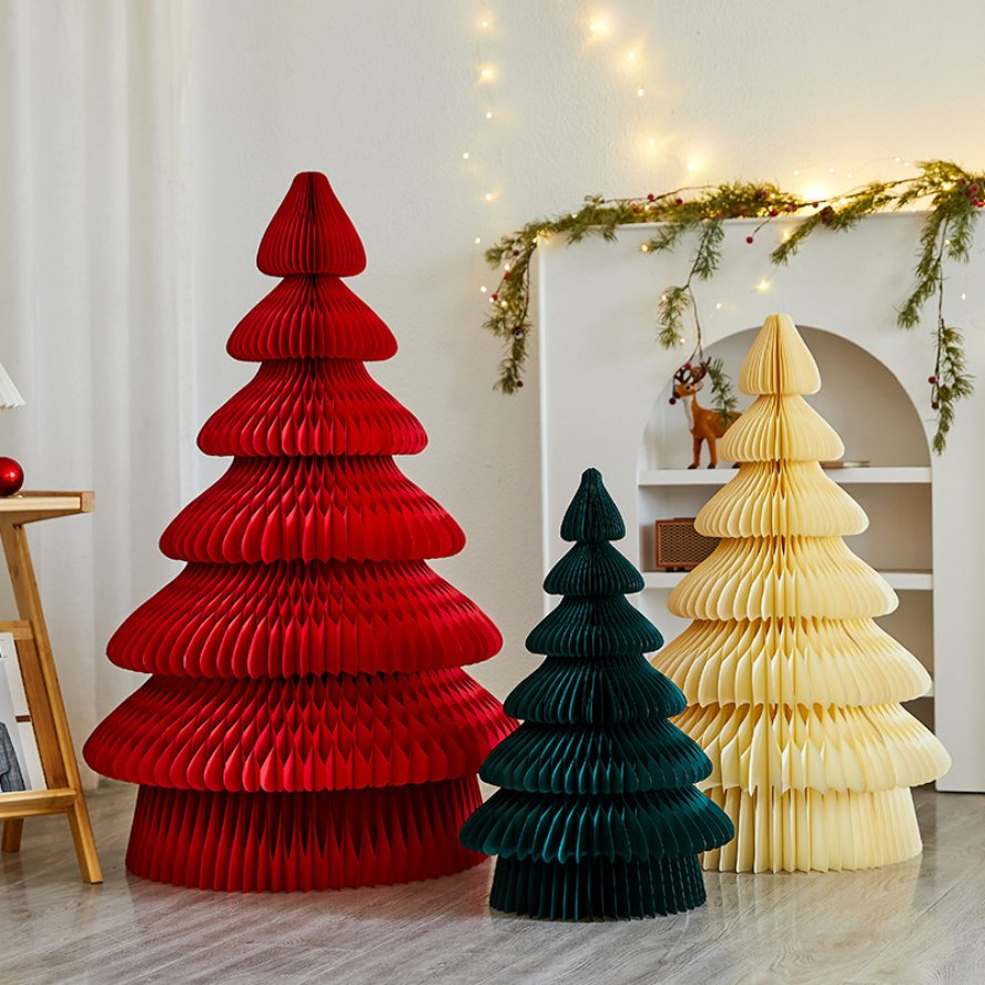em Promoção Artesanal Personalizado Papel 3D Dobrável Árvore de Natal Ornamentos do Papai Noel Decoração Produto de Presente para Encosta da Montanha