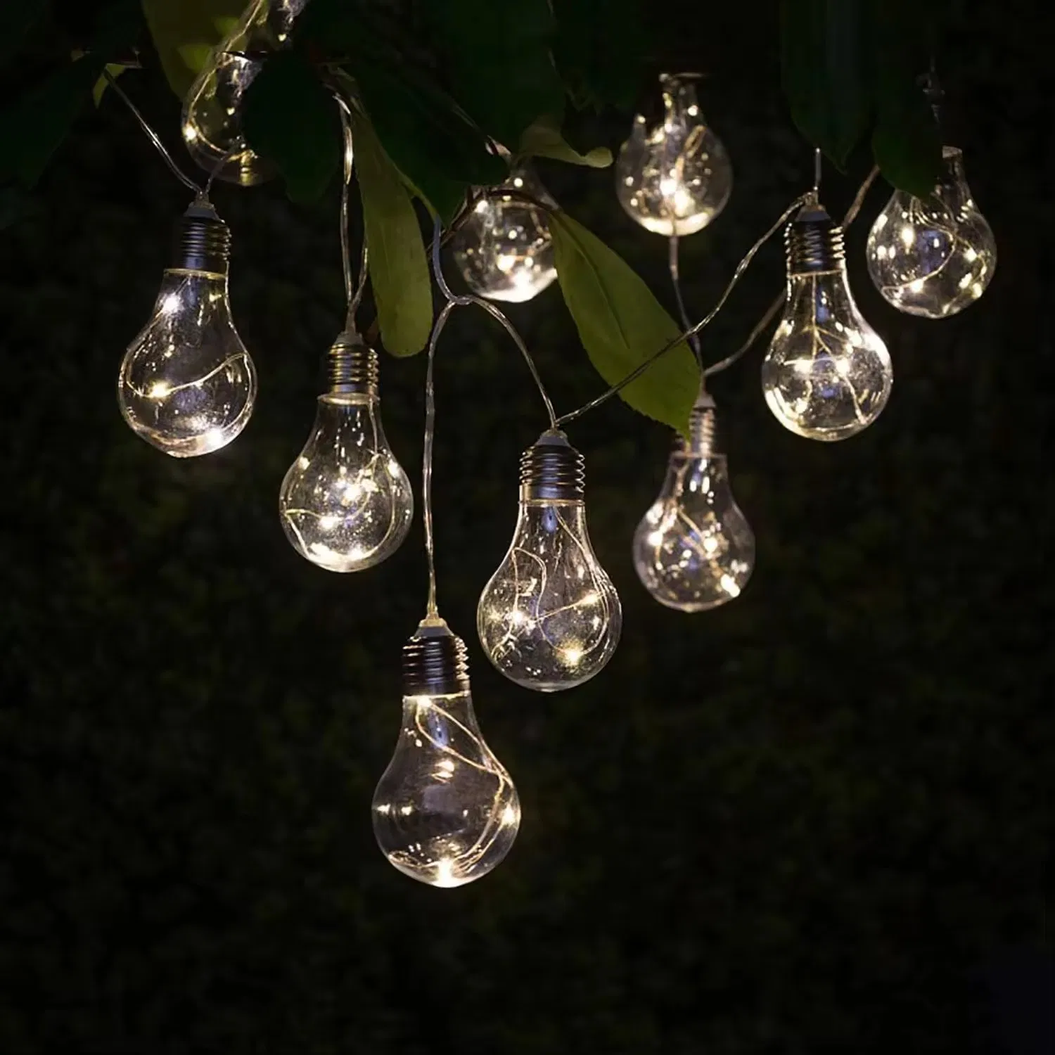 Luzes de Cordão LED Edison Vintage com Energia Solar, Luzes para Pátio Externo à Prova d'Água