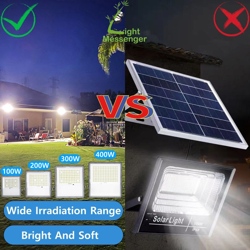 Mensageiro de Luz 100W 200W 300W 400watts Luz Solar para Jardim Externa com Sensor de Movimento Segurança Iluminação LED com Corpo de Alumínio Lamparas Lamp Solares