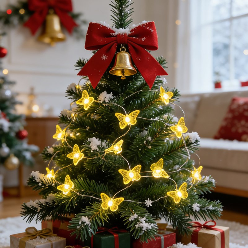 Melhores Vendas 20 Luzes de Fada em Forma de Borboleta com LED Alimentadas por Bateria - Luzes para Interior e Exterior para Decoração de Quarto, Casamento, Natal e Festa