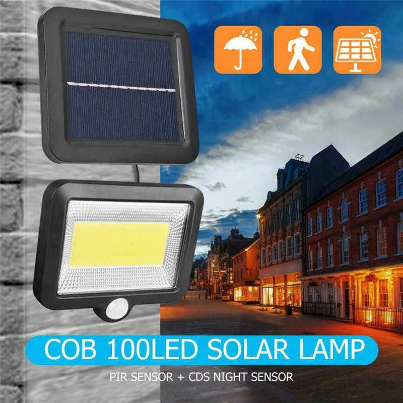 Iluminação Solar com Sensor de Movimento LED COB para Segurança Noturna no Jardim Externo 100