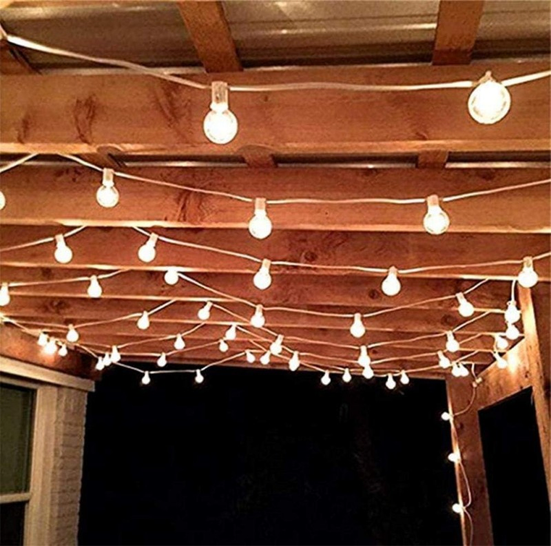 100FT Luzes de Cordão Externas à Prova d'Água St38 Luzes de Pátio LED em Globo com 24 Lâmpadas Vintage Edison