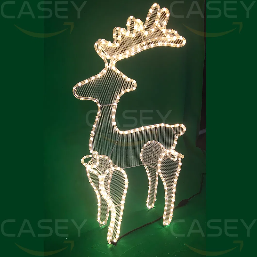 Conjunto de Família de Veados Grandes para Decoração de Natal ao Ar Livre com Luzes LED