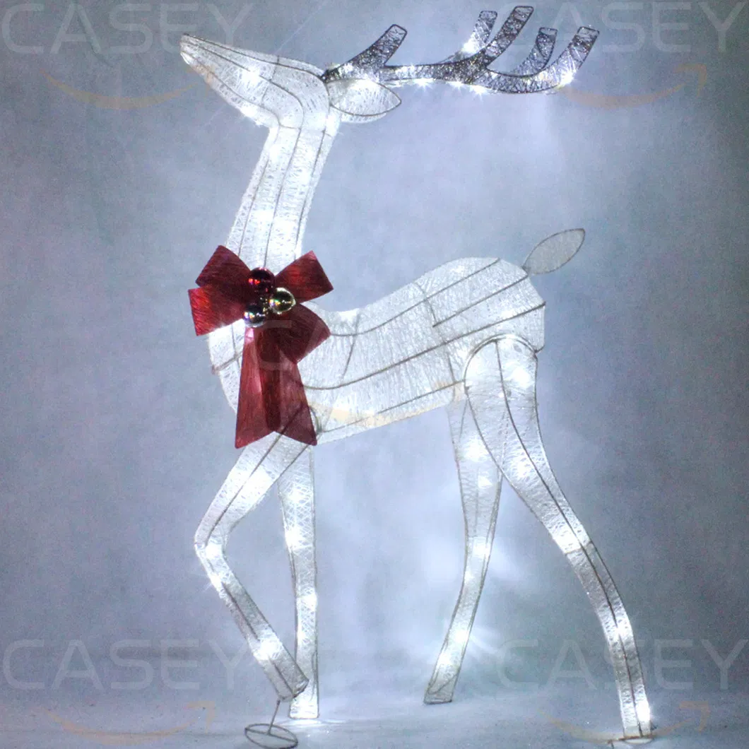 Conjunto de Família de Veados Grandes para Decoração de Natal ao Ar Livre com Luzes LED