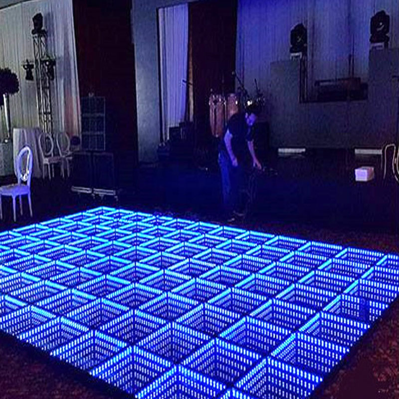 Compre Luz de Palco Disco Barata 3D DMX Espelho LED para Piso de Dança ao Ar Livre