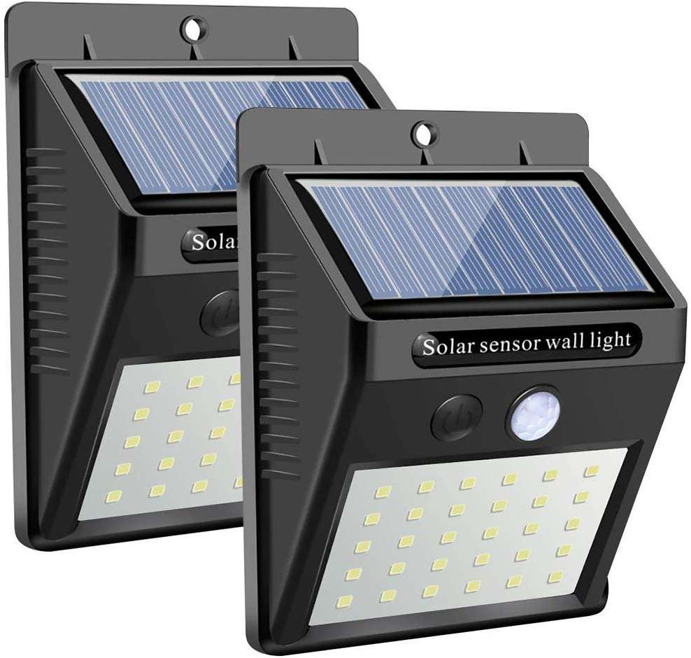 18650 Luz Solar de Movimento com Sensor PIR para Parede, LED Solar à Prova d'Água, Montada na Parede, Alimentada por Bateria, Luz Noturna Externa